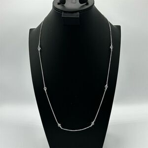 Avon Silver Tone Station Necklace with Faceted Crystal Beads